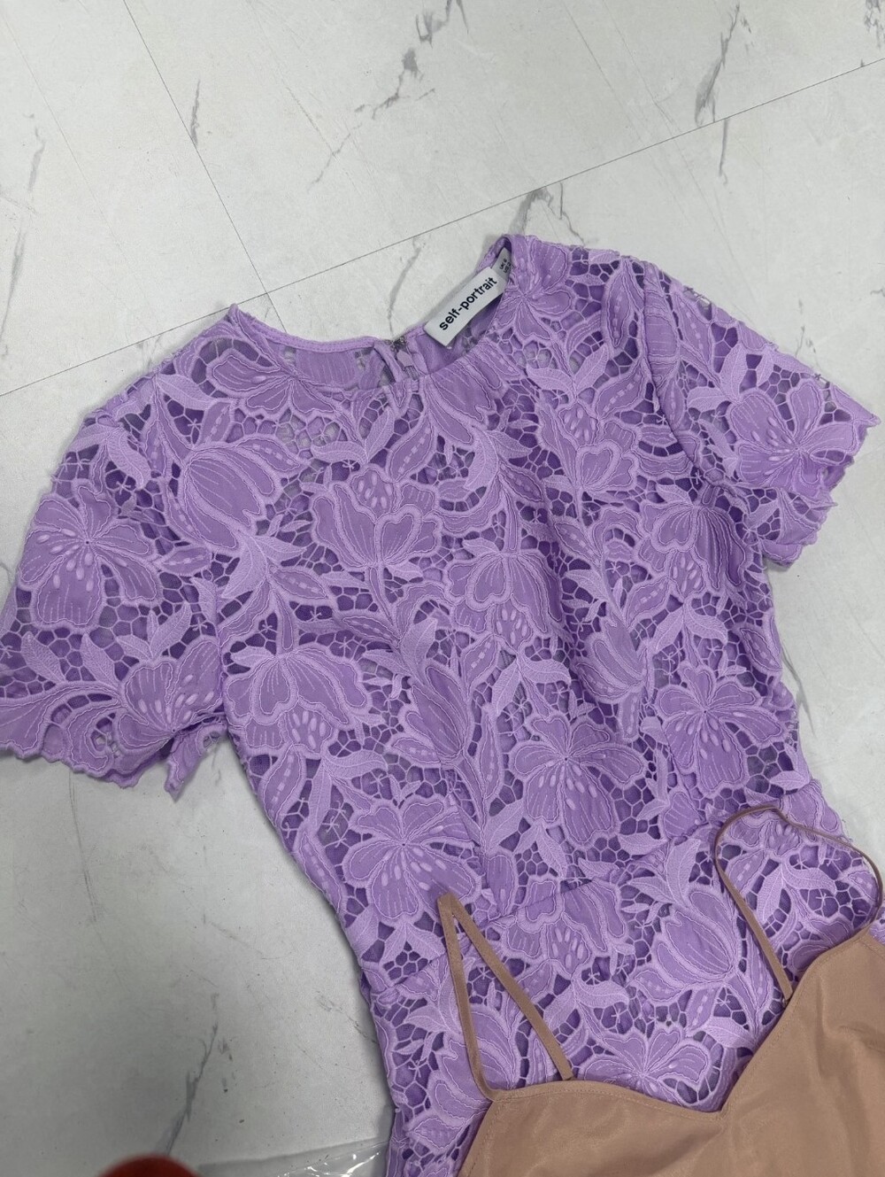 Self Portrait Lilac Lace Midi Dress - Picture 7 of 16